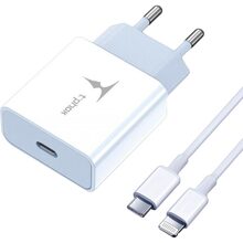 Сетевое зарядное устройство T-PHOX PD 18W Charger+C-Lightning 18W cable 1 м White (T-P01(W)+C-Lightning)