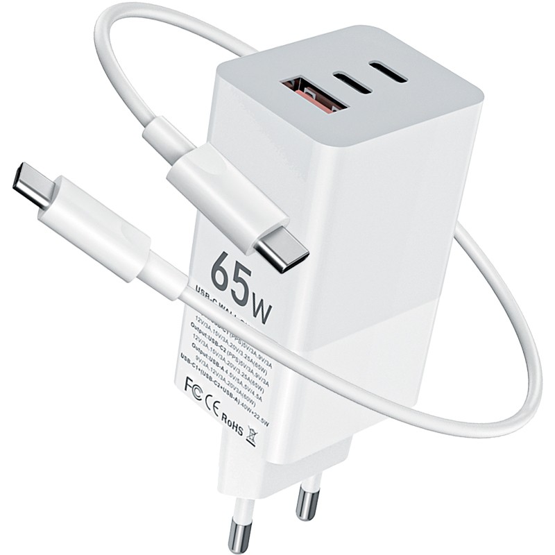 Сетевое зарядное устройство GELIUS Nimble GaN 65W GP-HC051 White (90473) Сетевое зарядное устройство GELIUS Nimble GaN 65W GP-HC051 White (90473)