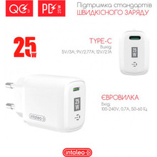 Сетевое зарядное устройство INTALEO TCGQPD125 White (USB Type-C 25W)