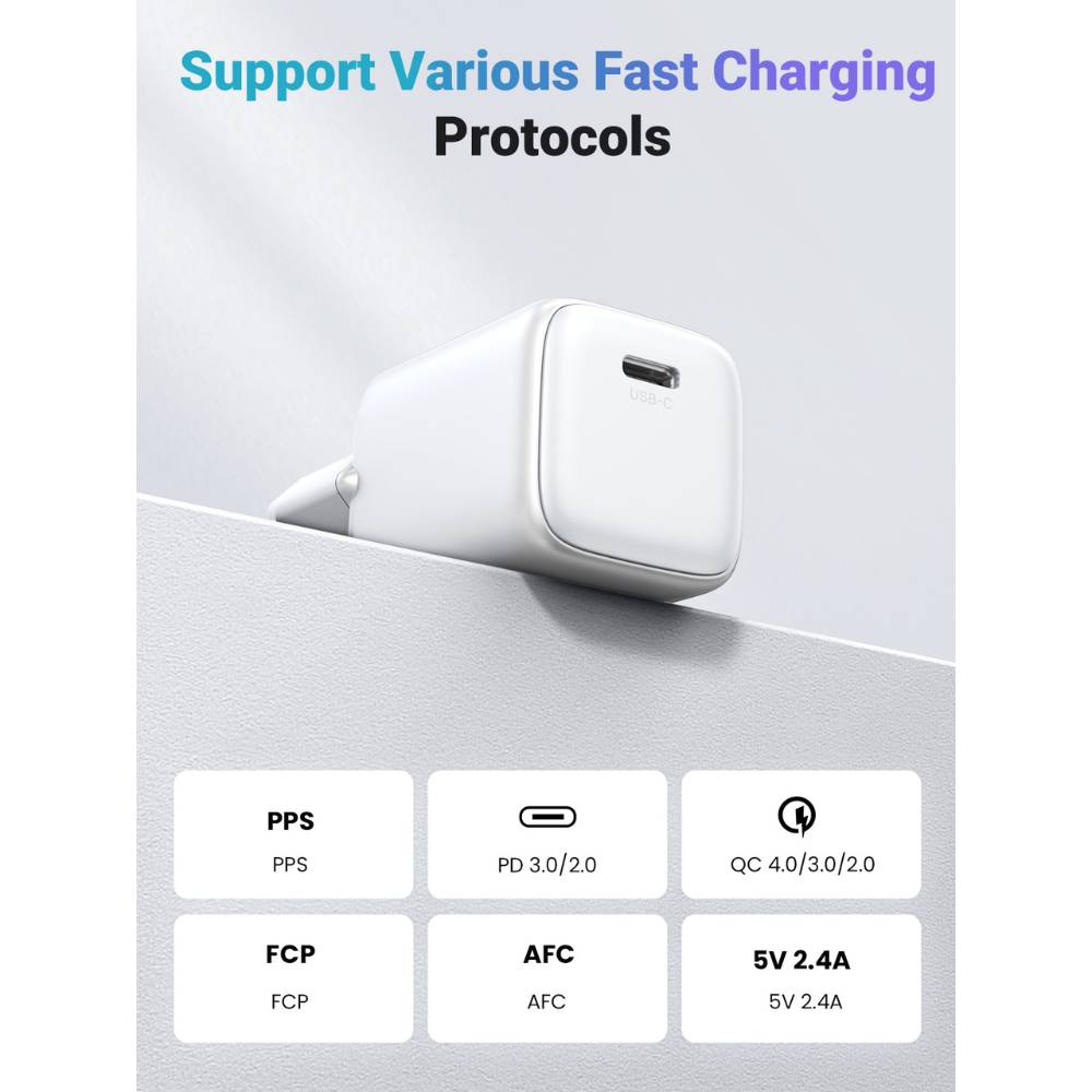 Зарядний пристрій UGREEN GaN Tech Mini 20W PD White (CD318/15324) Кабель відсутній