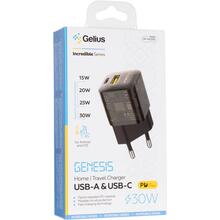 Зарядний пристрій Gelius Genesis GP-HC055 USB+Type-C 30W GaN (Incredible series) Transparent Black