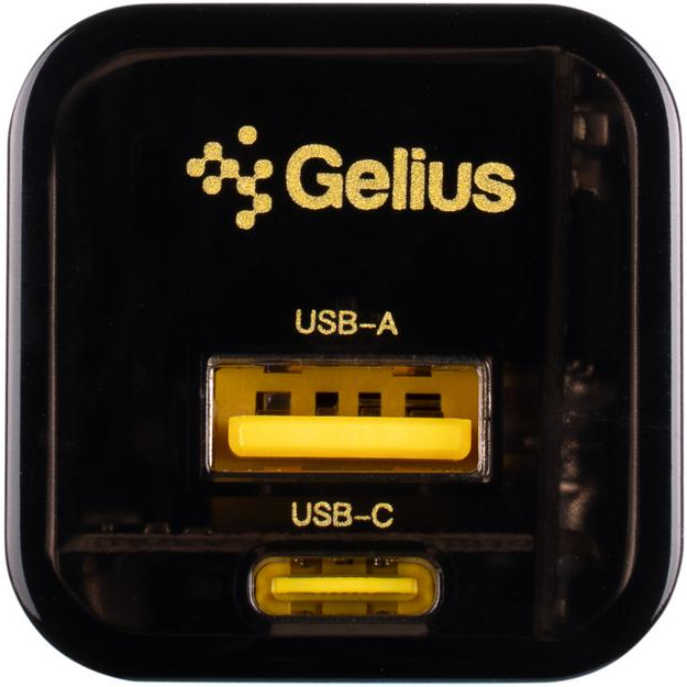 Зарядний пристрій Gelius Genesis GP-HC055 USB+Type-C 30W GaN (Incredible series) Transparent Black Вихідний роз'єм USB Type-C