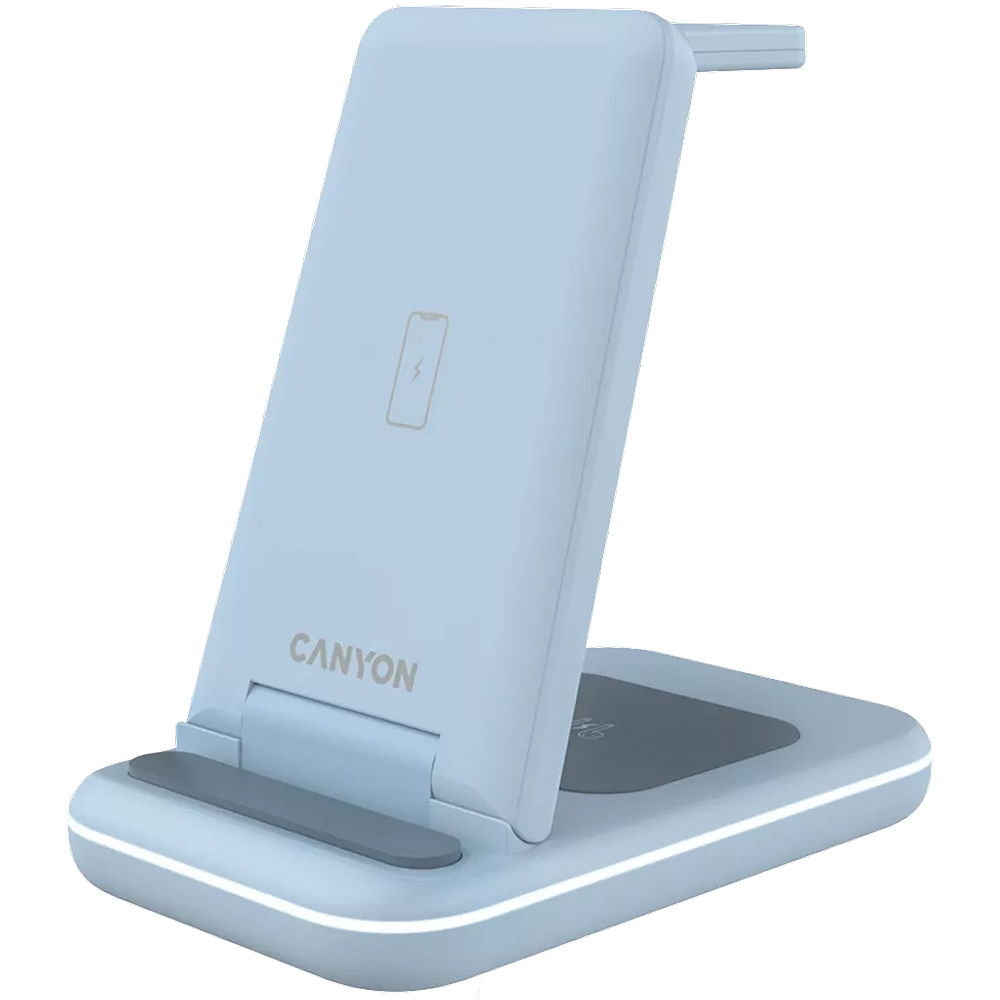 Бездротовий зарядний пристрій CANYON WS-304 3в1 QI Blue (CNS-WCS304BL) Тип бездротовий зарядний пристрій