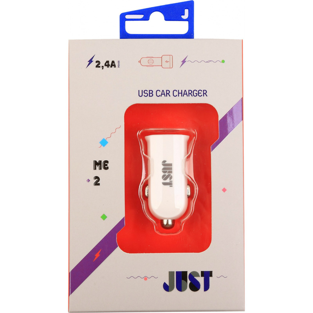 Автомобильное зарядное устройство JUST Me2 USB Car Charger (CCHRGR-M2-WHT) Кабель отсутствует