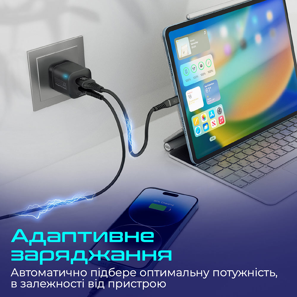 Фото Сетевое зарядное устройство PROMATE Powerport-25ac Black (powerport-25ac.black)