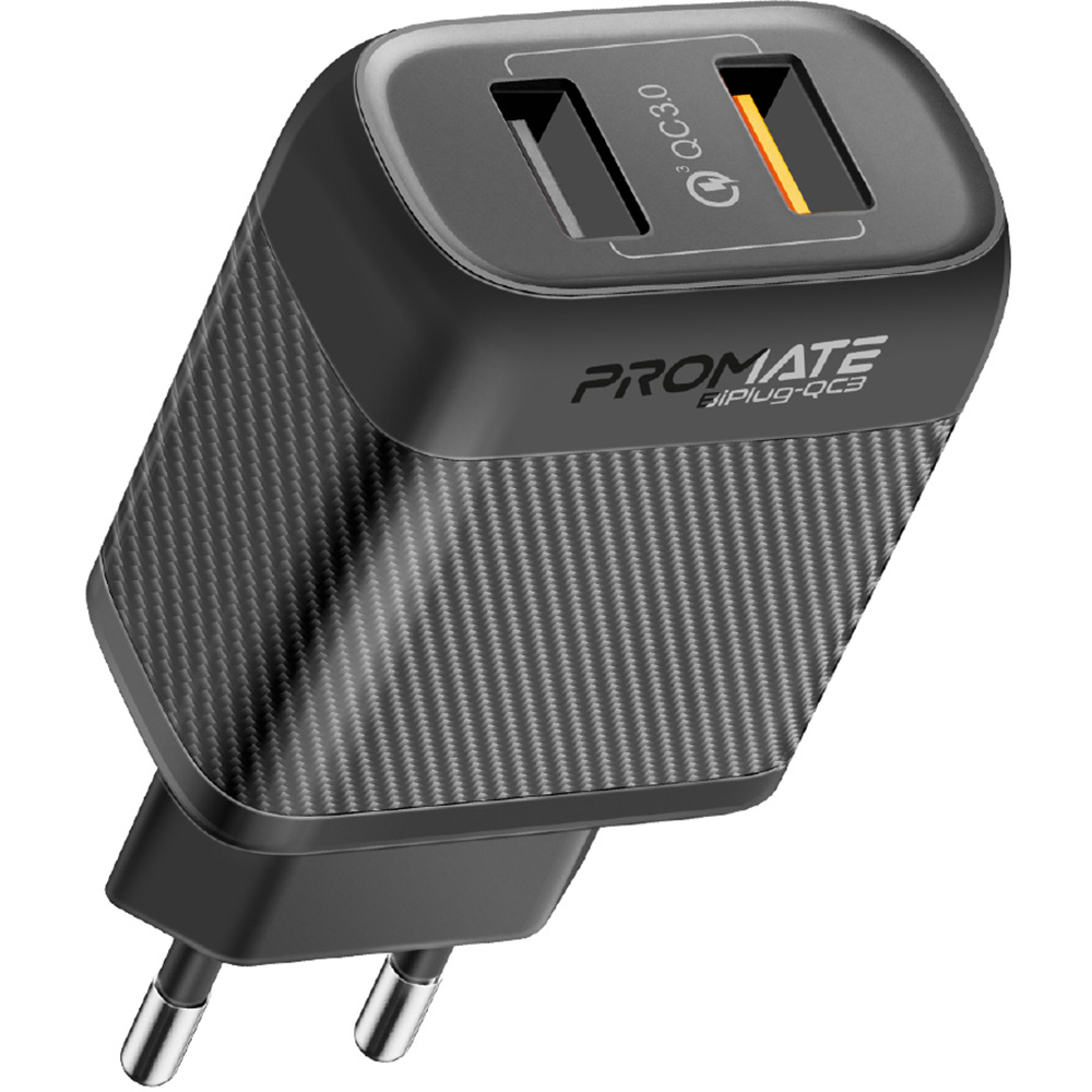 Сетевое зарядное устройство PROMATE Biplug-QC3 (biplug-qc3.eu-bk)