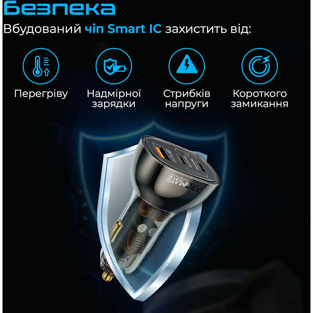 Внешний вид Автомобильное зарядное устройство PROMATE Transdrive-80W (transdrive-80w)