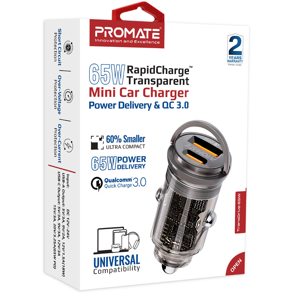 Автомобильное зарядное устройство PROMATE Transdrive-65W (transdrive-65w) Тип автомобильное зарядное устройство