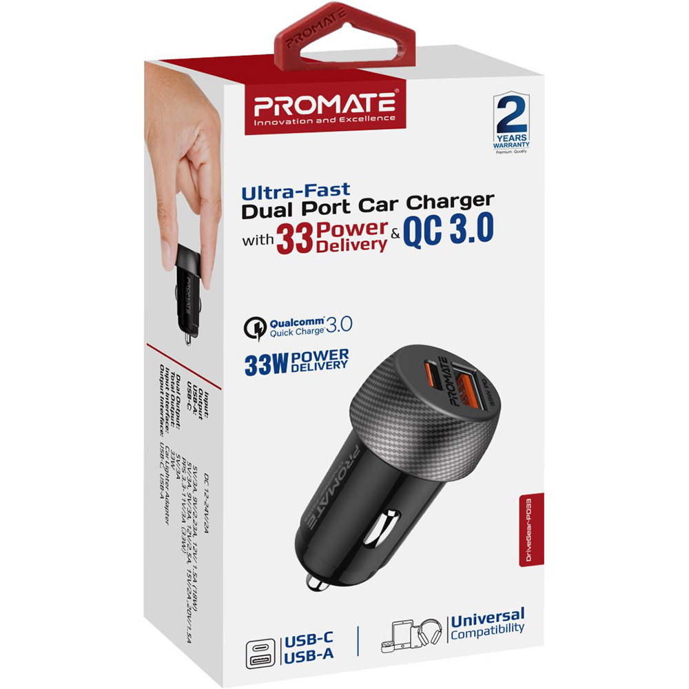 Автомобильное зарядное устройство PROMATE Drivegear-PD33 (drivegear-pd33) Тип автомобильное зарядное устройство