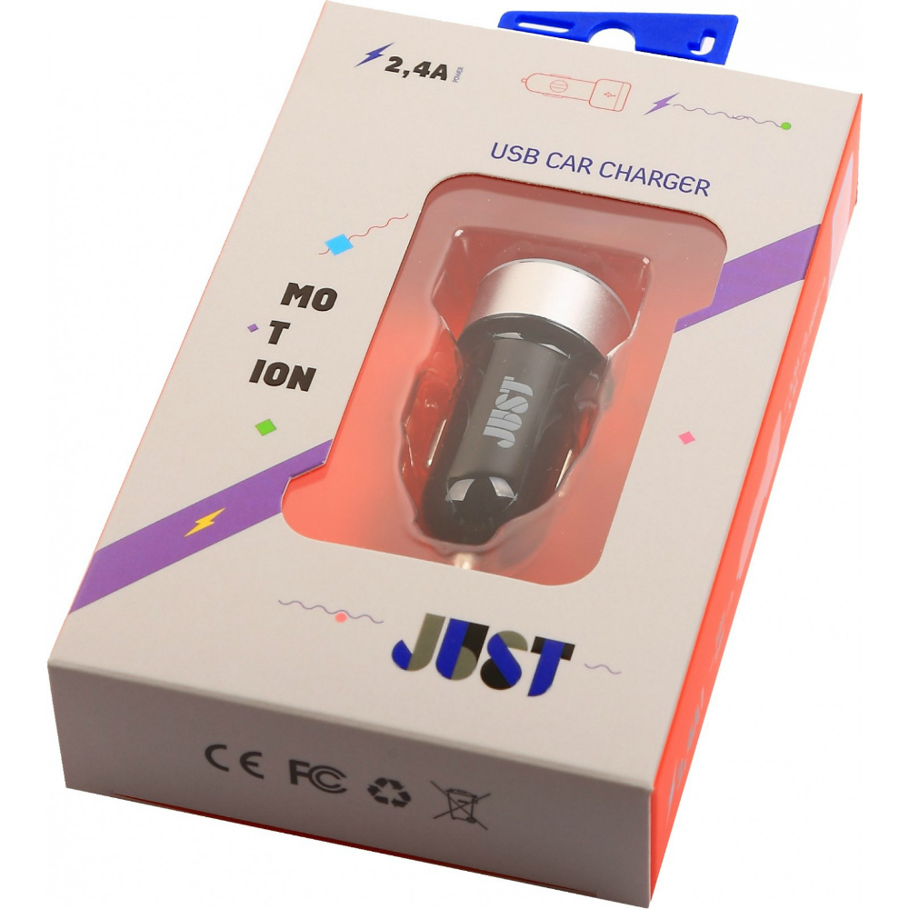 Автомобильное зарядное устройство JUST Motion Dual USB Car Charger (CCHRGR-MTN-BLCK) Тип автомобильное зарядное устройство