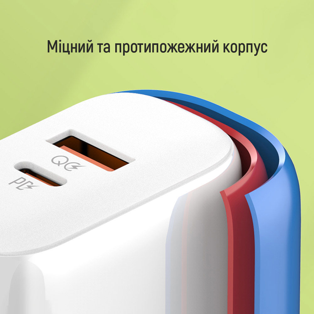 В Фокстрот Сетевое зарядное устройство COLORWAY GaN3 45W PPS USB+Type-C QC3/PD White (CW-CHS042PD-WT)