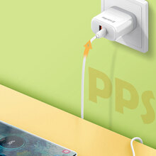 Сетевое зарядное устройство COLORWAY GaN3 45W PPS USB+Type-C QC3/PD White (CW-CHS042PD-WT)