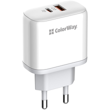 Сетевое зарядное устройство COLORWAY GaN3 45W PPS USB+Type-C QC3/PD White (CW-CHS042PD-WT)