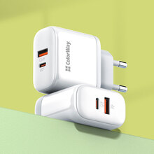 Сетевое зарядное устройство COLORWAY GaN3 45W PPS USB+Type-C QC3/PD White (CW-CHS042PD-WT)