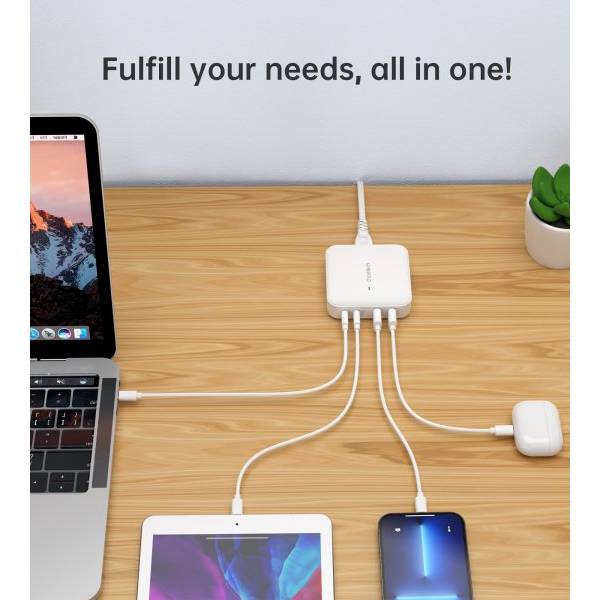 Сетевое зарядное устройство CHOETECH GaN 100 Вт (PD8008-EU-WH) Выходной разъем USB 