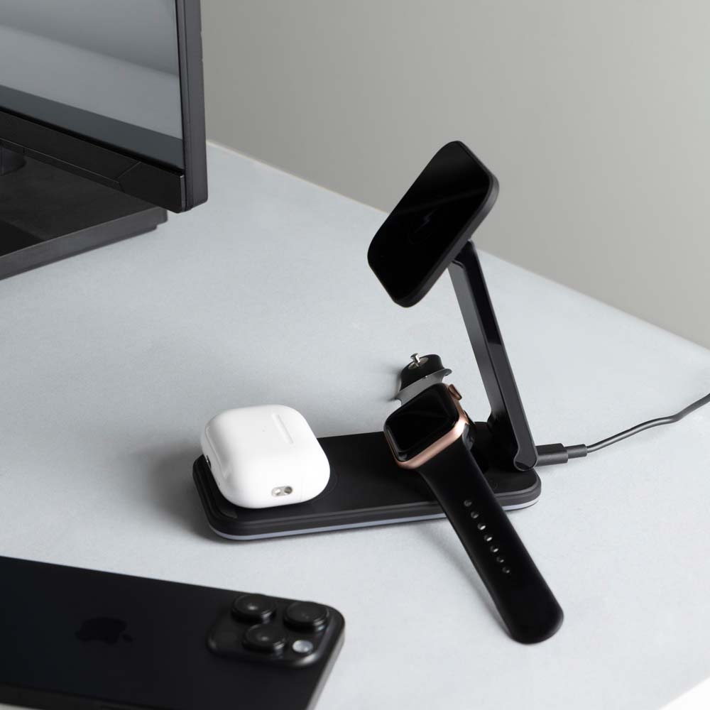 Зовнішній вигляд Бездротовий зарядний пристрій PROOVE Energy Fold 3 in 1 Black (50879)