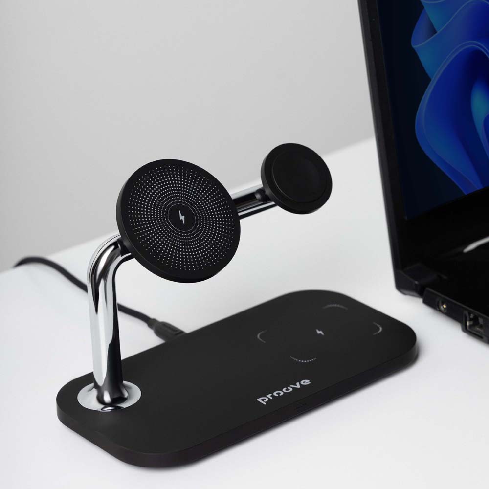 Бездротовий зарядний пристрій PROOVE Magnetic Field 3 in 1 Black (44657) Кількість пристроїв, що одночасно заряджаються від мережевої зарядки 3