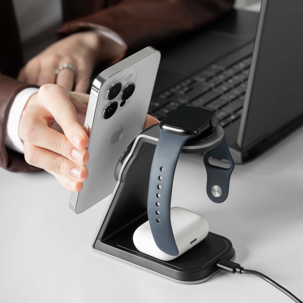 Бездротовий зарядний пристрій PROOVE Omni Power 3 in 1 Gray (55539) Колір сірий