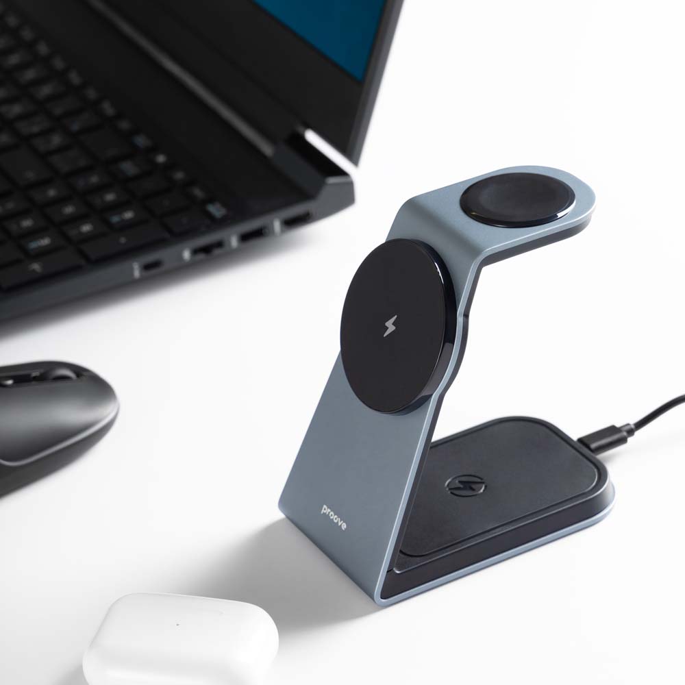 Бездротовий зарядний пристрій PROOVE Omni Power 3 in 1 Gray (55539) Кількість пристроїв, що одночасно заряджаються від мережевої зарядки 3