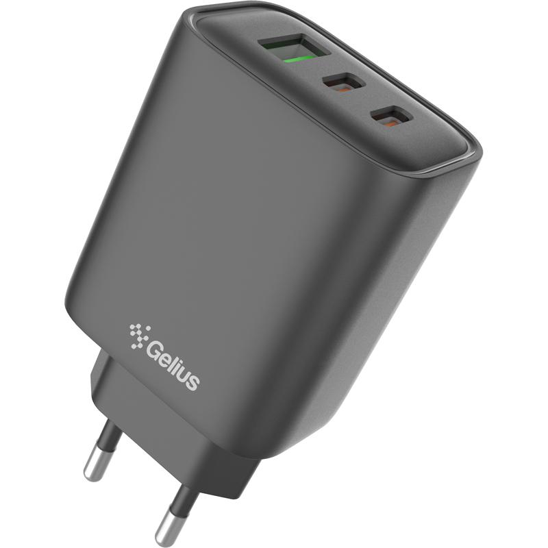 Сетевое зарядное устройство GELIUS Power Pulse GP-HC057 65W USB+2Type-C QC/PD/PPS Black (96524) Кабель отсутствует
