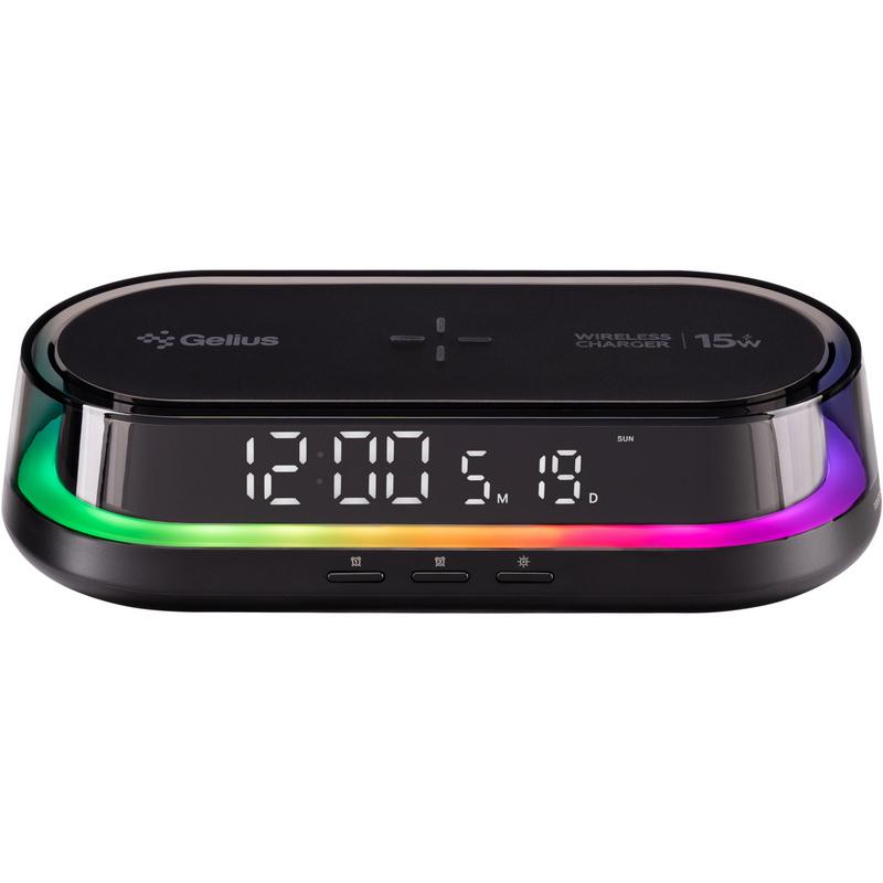 Беспроводное зарядное устройство GELIUS GP-SDC02 15W Wireless RGB Time Bridge 2 (95661)