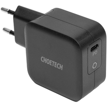 Мережевий зарядний пристрій CHOETECH GaN USB Type-C + Type-C, 61W, PD (Q6006)