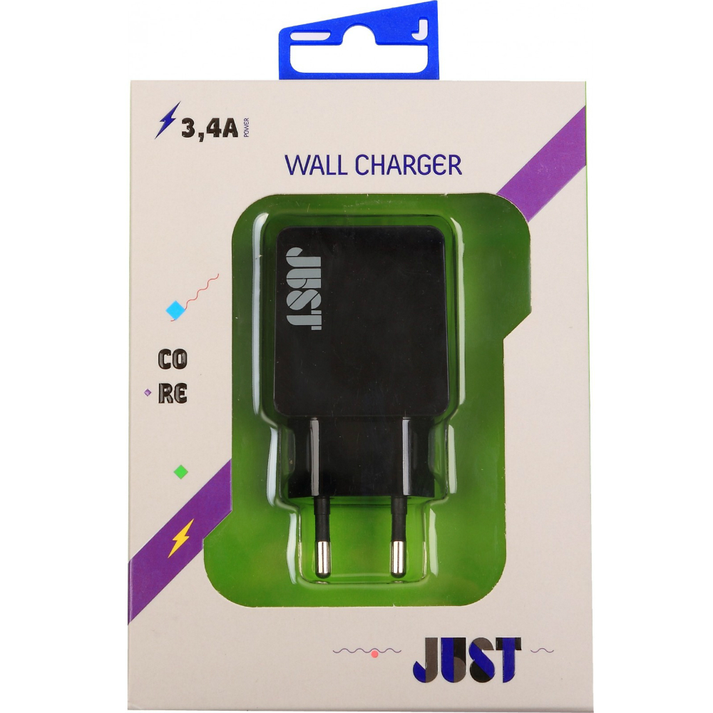 Зарядное устройство JUST Core Dual USB Wall Charger (WCHRGR-CR-BLCK) Тип сетевое зарядное устройство