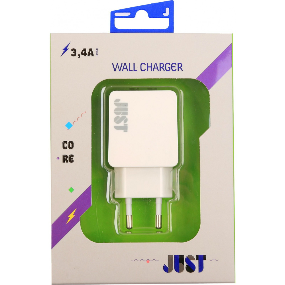 Зарядное устройство JUST Core Dual USB Wall Charger (WCHRGR-CR-WHT) Тип сетевое зарядное устройство