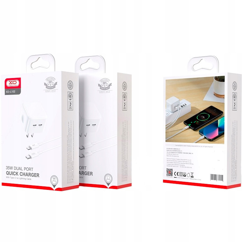 Сетевое зарядное устройство XO L102 Lightning 35W White (L102+Lightning) Выходной разъем Lightning