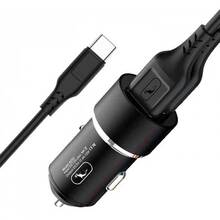 Автомобильное зарядное устройство SKYDOLPHIN SZ02T Aluminium (2USB, 2.4A) Black (AZP-000072) + кабель Type-C