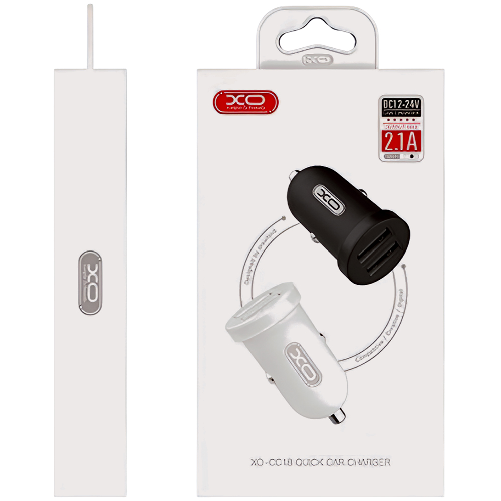 Автомобільний зарядний пристрій XO CC18 2.1A/2 USB Black (XO-CC18-BK) Кабель відсутній