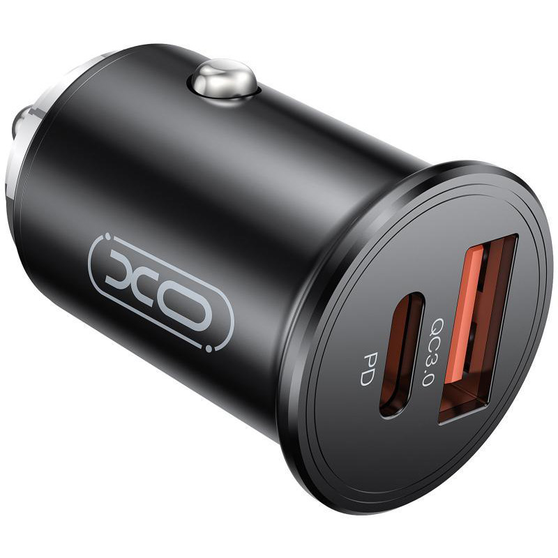 Автомобільний зарядний пристрій 1 USB QC 3.0 + 1 Type-C PD (45W) Black (XO-CC43-BK)