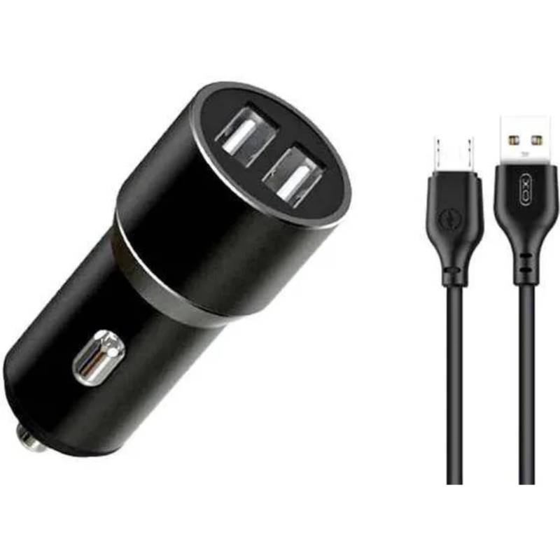 Автомобільний зарядний пристрій XO TZ09 2.4A/2 USB + кабель microUSB Black (XO-TZ09M-BK)