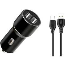 Автомобильное зарядное устройство XO TZ09 2.4A/2 USB + кабель microUSB Black (XO-TZ09M-BK)