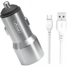 Автомобильное зарядное устройство XO TZ09 2.4A/2 USB + кабель microUSB Grey (XO-TZ09M-GR)