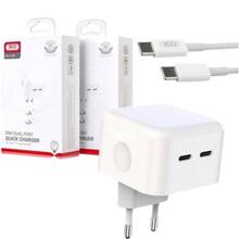 Сетевое зарядное устройство XO L102 35W/2 USB-C + кабель Type-C NB124 White (XO-L102c-WH)