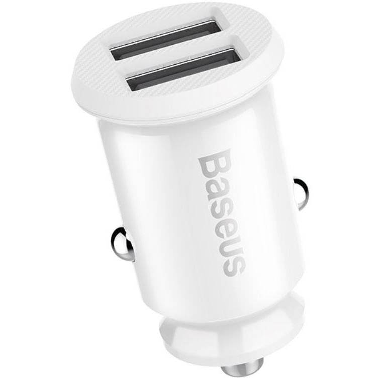 Автомобильное зарядное устройство BASEUS Grain Metal 3.1A 2USB White (CCALL-ML02)