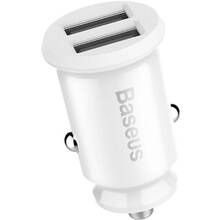 Автомобільний зарядний пристрій BASEUS Grain Metal 3.1A 2USB White (CCALL-ML02)