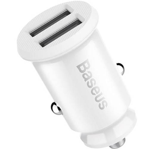 Автомобильное зарядное устройство BASEUS Grain Metal 3.1A 2USB White (CCALL-ML02) Кабель отсутствует