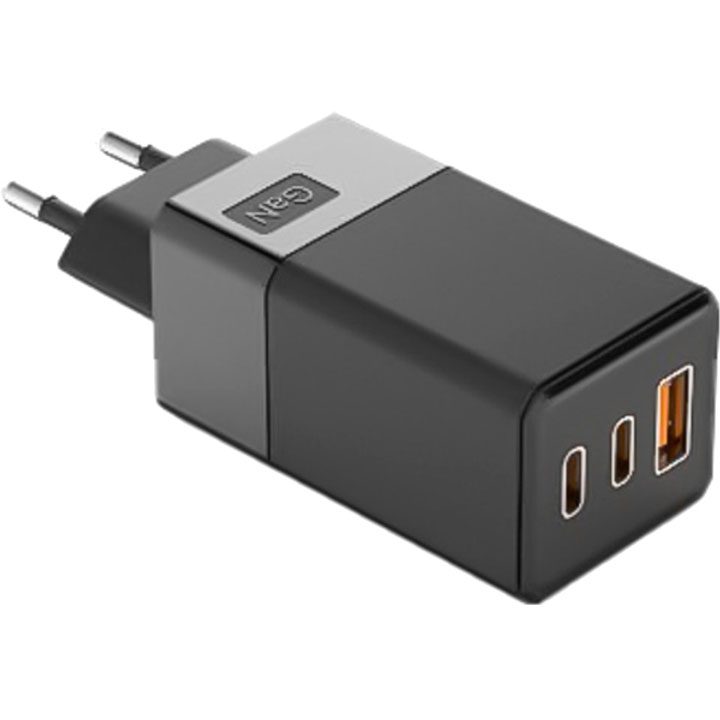 Сетевое зарядное устройство Profit U65 GAN PD 65W USB A+2 Type-C Black (01000009000111006775)