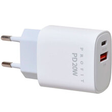 Сетевое зарядное устройство Profit U58 PD 20W USB A+Type-C White (01000009008011005370)