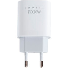 Сетевое зарядное устройство Profit U58 PD 20W USB A+Type-C + кабель USB Type-C White (01000009008011006776)