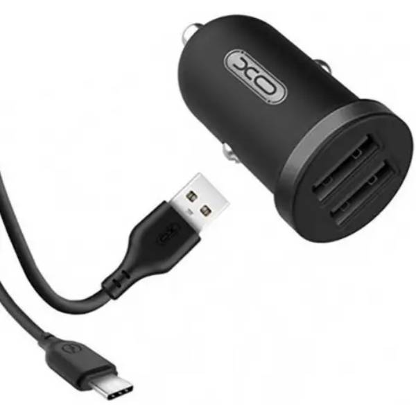 Автомобільний зарядний пристрій XO TZ08 2.1A/2 USB + Type-C Black (TZ08-TC-BK) Тип автомобільний зарядний пристрій