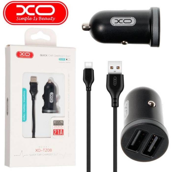 Автомобільний зарядний пристрій XO TZ08 2.1A/2 USB + Type-C Black (TZ08-TC-BK) Тип кабелю USB Type-С