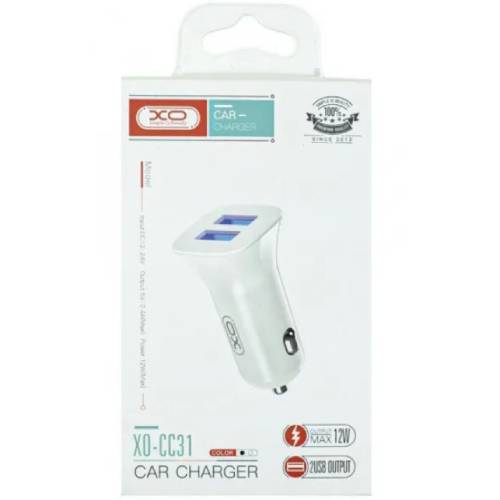 Автомобильное зарядное устройство XO TZ10 2.4A/2 USB White (TZ10-WH) Кабель отсутствует