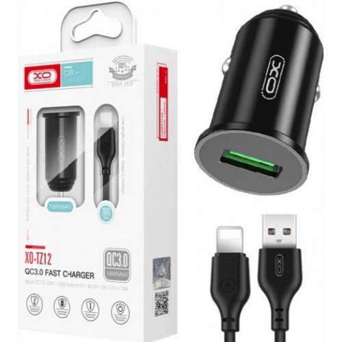 Автомобильное зарядное устройство XO TZ12 18W/1 USB QC 3.0 + Lightning Black (TZ12-L-BK) Тип автомобильное зарядное устройство