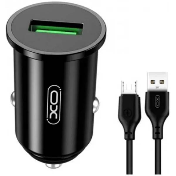 Автомобільний зарядний пристрій XO TZ12 18W/1 USB QC 3.0 + microUSB Black (TZ12-M-BK)