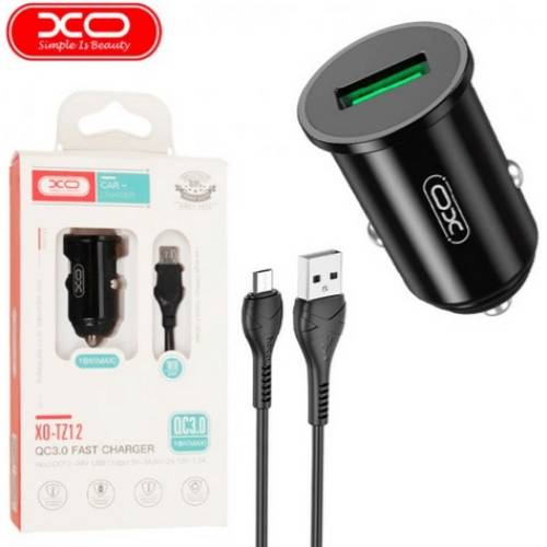 Автомобільний зарядний пристрій XO TZ12 18W/1 USB QC 3.0 + microUSB Black (TZ12-M-BK) Тип автомобільний зарядний пристрій