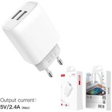 Сетевое зарядное устройство XO L57 2.4A/2USB + microUSB White (L57-M-WH)