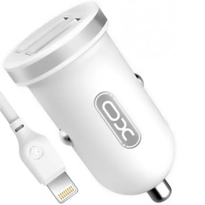 Автомобільний зарядний пристрій XO TZ08 2.1A/2 USB + lightning White (TZ08-L-WH)